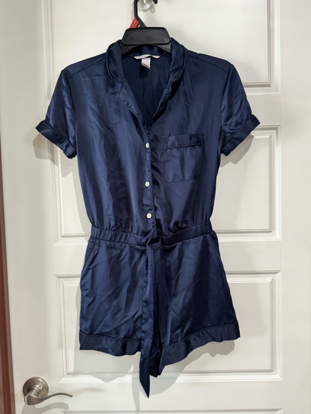 Victoria's Secret Navy Satin Short Romper Pajama